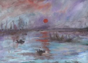 Voir le détail de cette oeuvre: Soleil levant d'apres Claude Monet